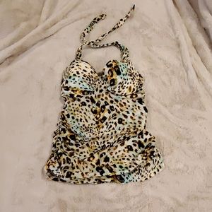 Victoria's Secret Leopard Print Tankini Top in white , Black, Tan